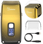 Hatteker Foil Head Shaver Triple Blades Electric Shaver Razor for Men Close Bald Head Barber Trimmer Waterproof Wet & Dry, Cordless, Gold