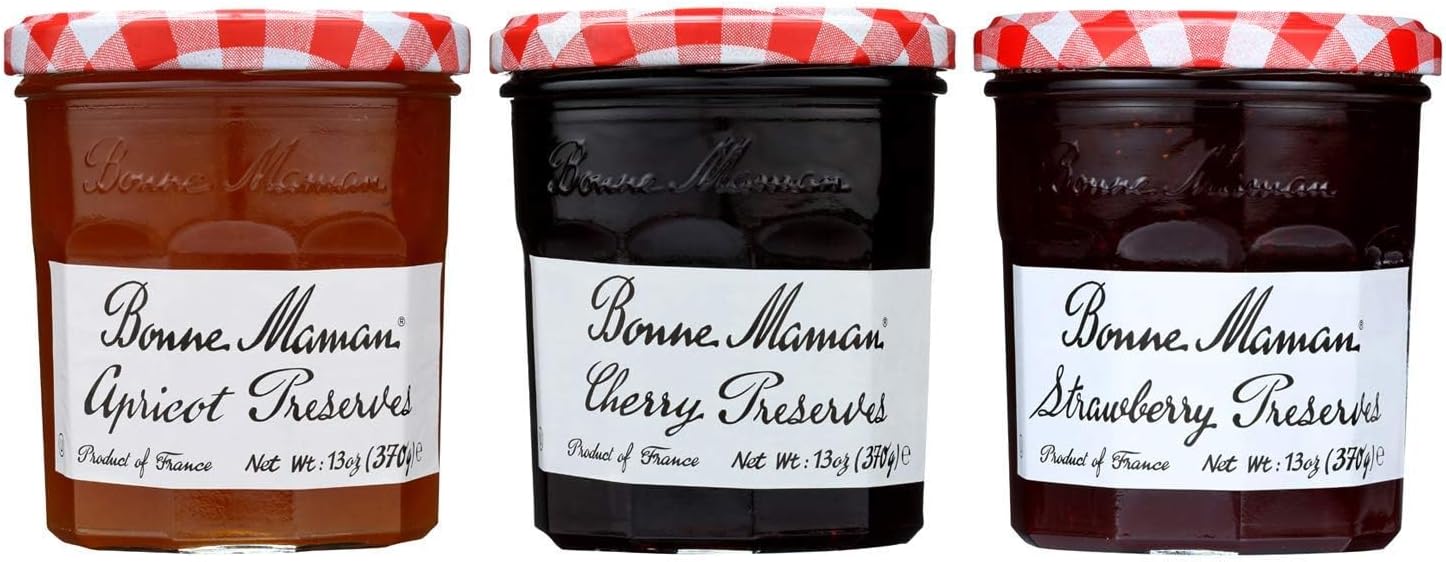 Bonne Maman Fruit Preserves, Variety Pack (Strawberry, Cherry, Apricot), 13 Ounce Jars (Pack of 3)