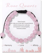 Healing Crystal Bracelet for Women 8mm Natural Stone Crystal Beaded Bracelets Adjustable Handmade Gemstone Bracelet Healing Jewelry Mother's Day Gifts for Women