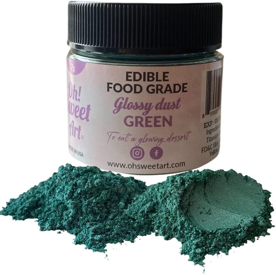 Oh Sweet Art Glossy Luster Dust Edible 7g (0.25oz) Choose your color (Green)