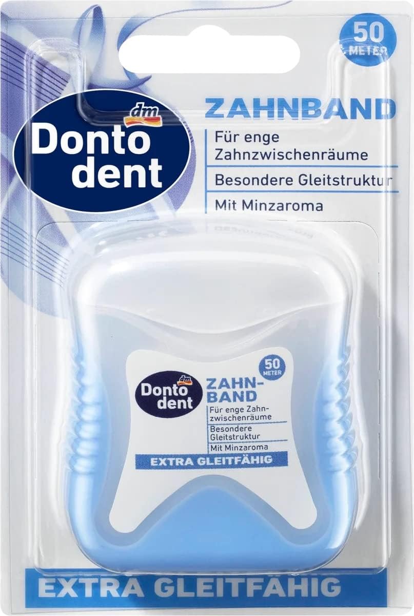 Dontodent Extra Glide Tooth Tape for Pain Sensitivity and Gum Problems, Fluoride-Free. 50 m (Pack of 1)