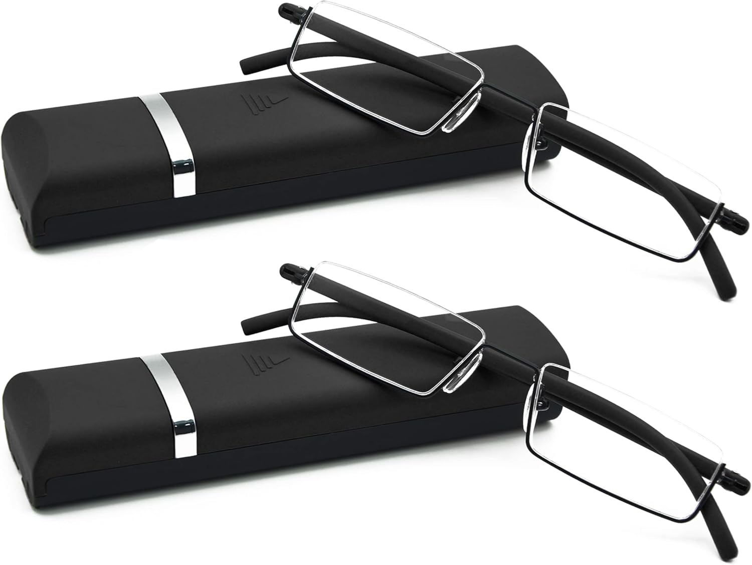 Half Frame Reading Glasses - Half Rim Computer Readers with Glasses Case for Men (2 PCS in Pouch) 1.25
