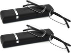Half Frame Reading Glasses - Half Rim Computer Readers with Glasses Case for Men (2 PCS in Pouch) 1.00