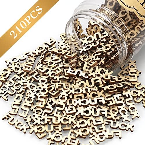 210PCS Fucks to Give, Wooden Cutout Letter Piece, Gift to Friend, for Birthday Day, Holiday, Funny Gift for Bad Mood Vent Spoof.