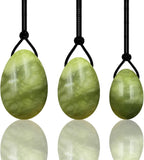 3pcs Set Egg Natural Nephrite Jade Massager,Drilled Massage Stone Natural Stone for Women Muscle Tightening Yoni Massage Exercise Tools,Massager