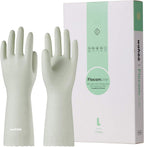 LANON 3 Pairs wahoo Skin-Friendly Cleaning Gloves, Dishwashing Kitchen Gloves with Cotton Flocked Liner, Reusable, Non-Slip, Canary Green, Medium
