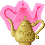 Teapot Silicone Fondant Molds Tea Party Silicone Mold For Birthday Party Cake Decorating Cupcake Topper Gum Paste Chocolate Candy Polymer Clay