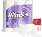 Bathroom Tissue Toilet Paper 2 Ply Ultra Soft Bath Tissue 9 Rolls 231 Sheets Per Roll with a Braidz Stain Remover Wet Wipe