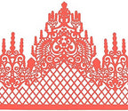Large Pre-Made Ready to Use Edible Cake Lace Lattice Diamond Scallop Red 12-inch 10-Piece Set