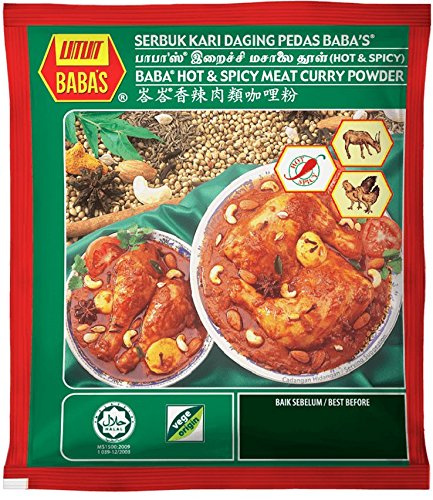 Malaysia Baba's Hot & Spicy Meat Curry Powder x 1 Pack, 250g (8 ounce)