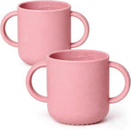 ROCCED Silicone Training Cup for Infants 2 Handles, Toddler Learning Cup Baby Drinking Open Cups Easy Grip Handles Toddler Cup for 6 Months+ 150ml/5oz-Pale Mauve