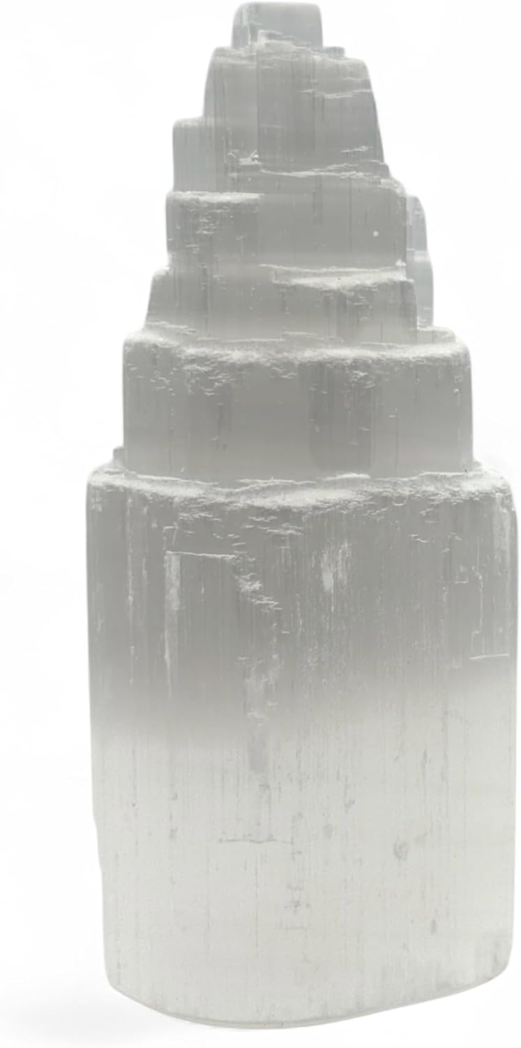 Pachamama Essentials Selenite Tower 4" Tall Skyscraper Healing Crystal Stone Reiki Meditation Energy Protection