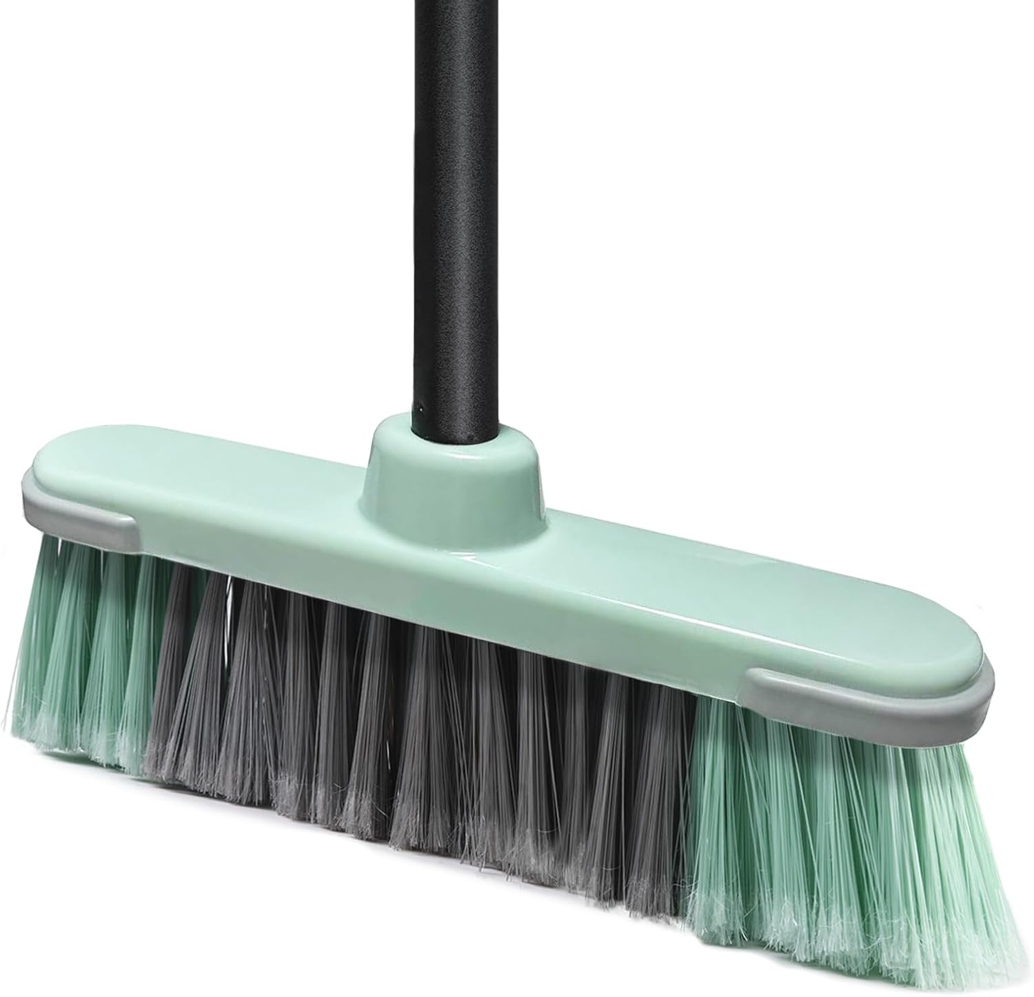 Indoor Broom Soft Bristle Brooms - Brooms for Sweeping Indoor Pet Hair, House Broom for Cleaning Hardwood, Tile, and Decking Surfaces Across.（Green）