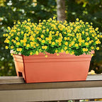 Artificial Flowers Fake Outdoor UV Resistant Boxwood Plants Shrubs 4 Pack, Faux Plastic Greenery for Indoor Outside Hanging Planter Home Office Wedding Farmhouse Decor (Yellow)