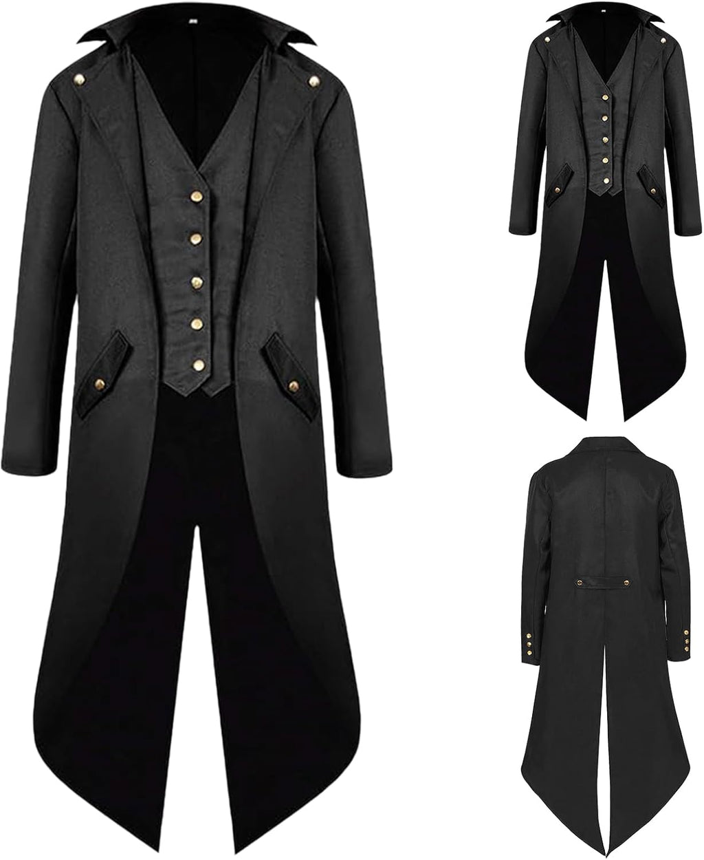 Men's Steampunk Vintage Tailcoat Jacket Gothic Medieval Coat for Halloween Costume