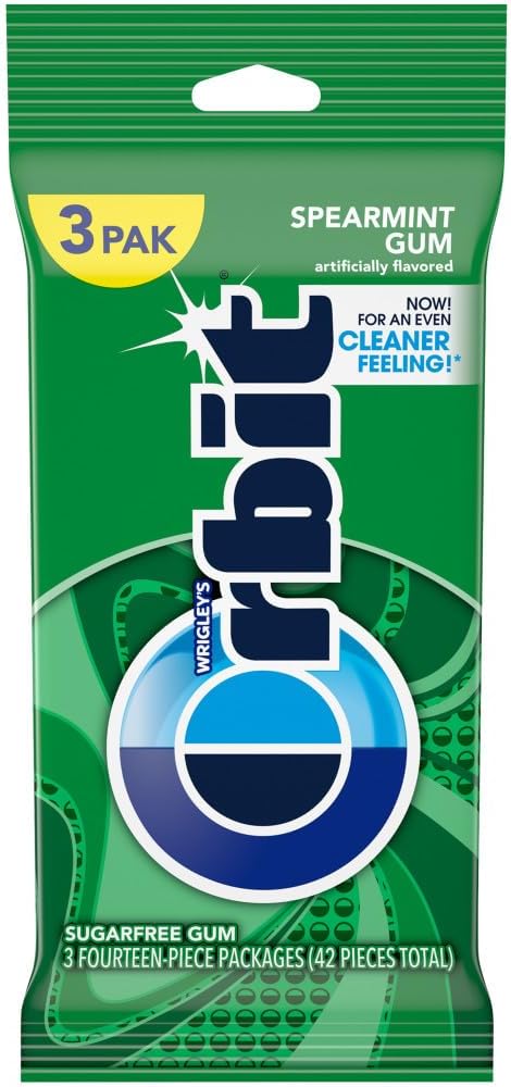 ORBIT Spearmint Sugar Free Chewing Gum Travel Essentials, 3 Ct Pack