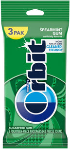 ORBIT Spearmint Sugar Free Chewing Gum Travel Essentials, 3 Ct Pack