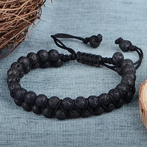 MASSIVE BEADS Double Layer Natural Chakra Healing Power Crystals Macrame Bracelet Yoga Stone Beads Gemstone Meditation Relax Anxiety Bangle for Unisex Women Men