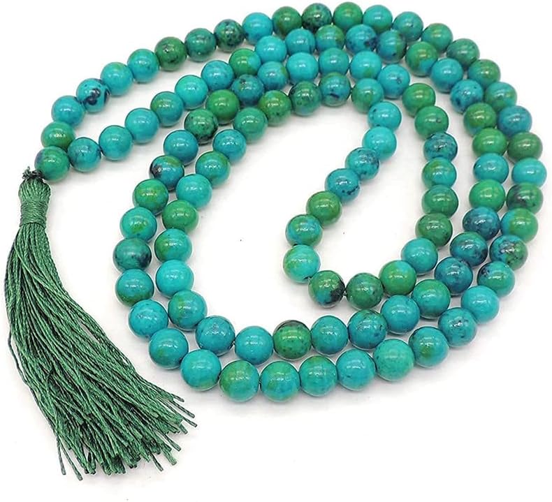 Presents Chrysocolla Stone Mala 8 Mm Beads 108 Beads Reiki Crystal Stone Mala for Men and Women #Frienemy-2934