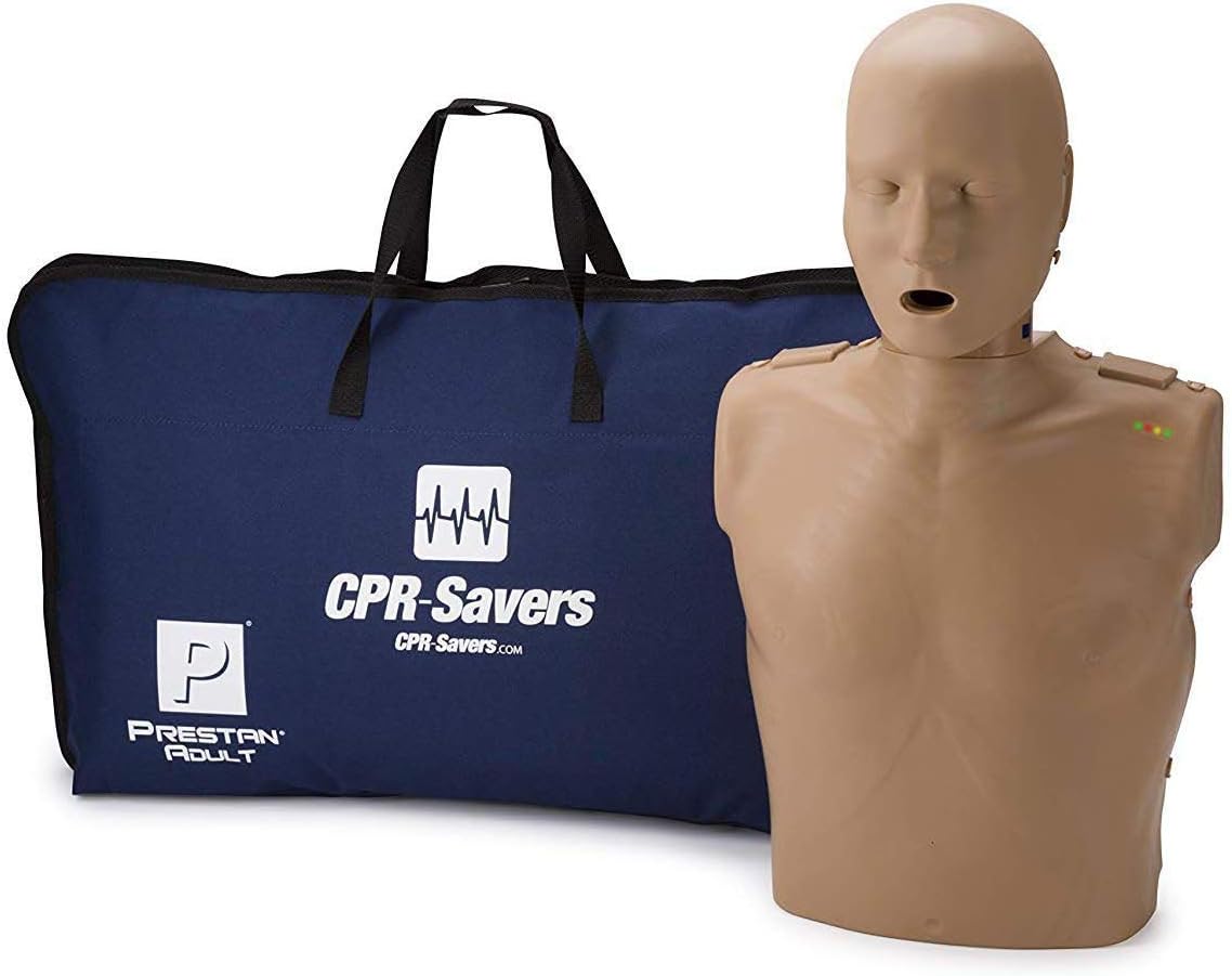 CPR Savers Prestan Professional Adult CPR Training Manikin with 2019 AHA Feedback Monitor, Dark Skin, PP-AM-100M-DS