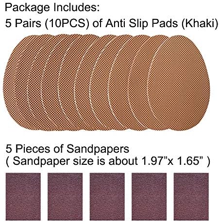 Unikstep 5 Pairs Shoe Sole Anti Slip Grips, Non Skid Self Adhesive Rubber Pads, Shoe Bottom and Heel Noise Reduction Stickers and Protectors (Khaki)
