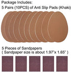 Unikstep 5 Pairs Shoe Sole Anti Slip Grips, Non Skid Self Adhesive Rubber Pads, Shoe Bottom and Heel Noise Reduction Stickers and Protectors (Khaki)