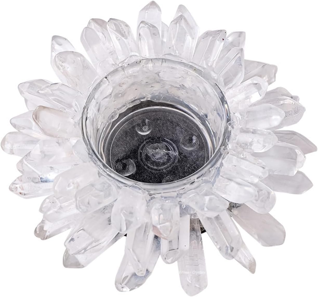 Natural Clear Quartz Crystal, Crystal Quartz Tealight Candle Holder Crystal Stone Candle Stand High Energy Geode Votive with Healing Effects (Not Included Candle)