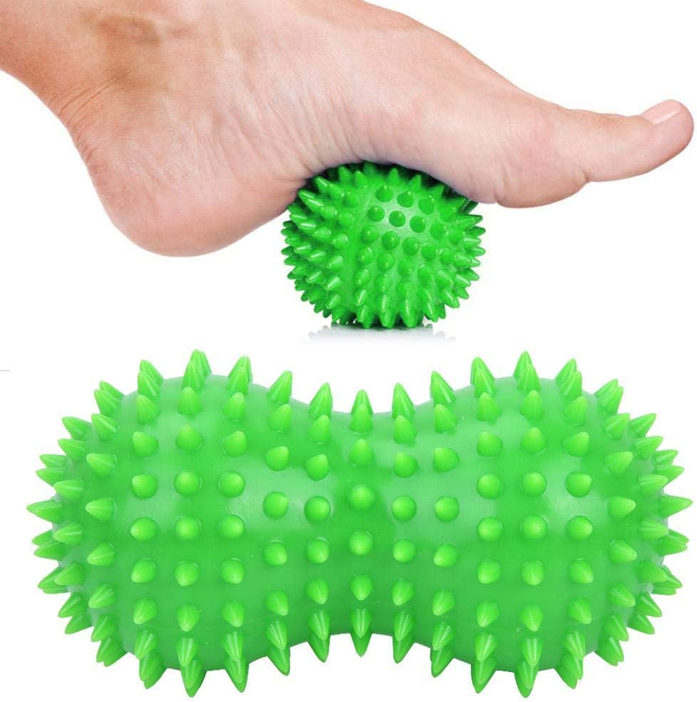 ZJchao Peanut Spiky Massage Ball, Foot Massage Ball Roller, Massaging Hand Foot Massager Roller Ball Tension Muscle Relax, Spiky Peanut Massager for Plantar Fasciitis