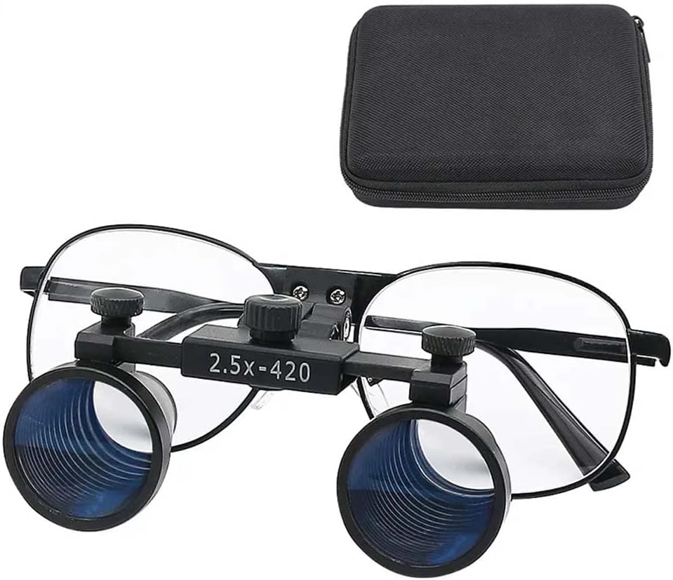 2.5X 3.5X Binocular Dental Loupes Surgical Magnifier Dentist Loupe Metal Eyeglasses Depth View (2.5x-420)