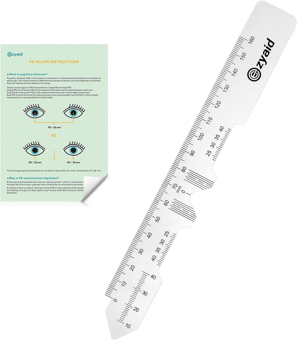 Ezyaid PD Ruler with Instruction Manual - Pupillary Distance Ruler for Pupil Distance Measuring, PD Measurement Tool for Prescription Eyeglasses, Include Eye Care Tips