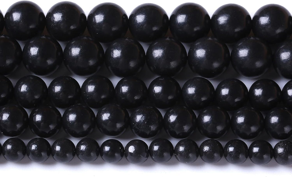 60PCS 6mm Natural Shungite Black Stone Beads for Jewelry Making Round Loose Beads DIY Bracelets Necklaces Energy Crystal Healing (Shungite Beads, 6mm)