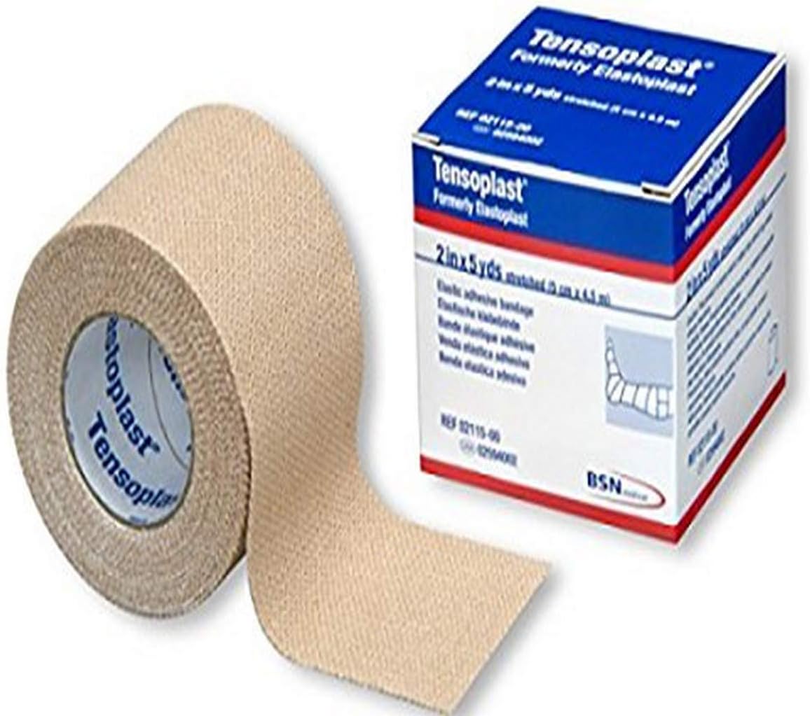BSN Medical 20184 Tensoplast Elastic Athletic Tape, Provides Medium Support or Compression with High Adhesive Properties, Water Repellent and Air Permeable, Tan, 2" x 5 yard, Roll