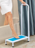 Bath Step with Handle- Step Stool with Handrail Nonslip Bath Shower Kitchen Supports Up to 500lbs Heavy Duty Step Stool