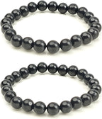 Shungite Bracelet - Natural Black Shungite Stone Beads, Healing Crystal Energy Protection, Handcrafted Jewelry