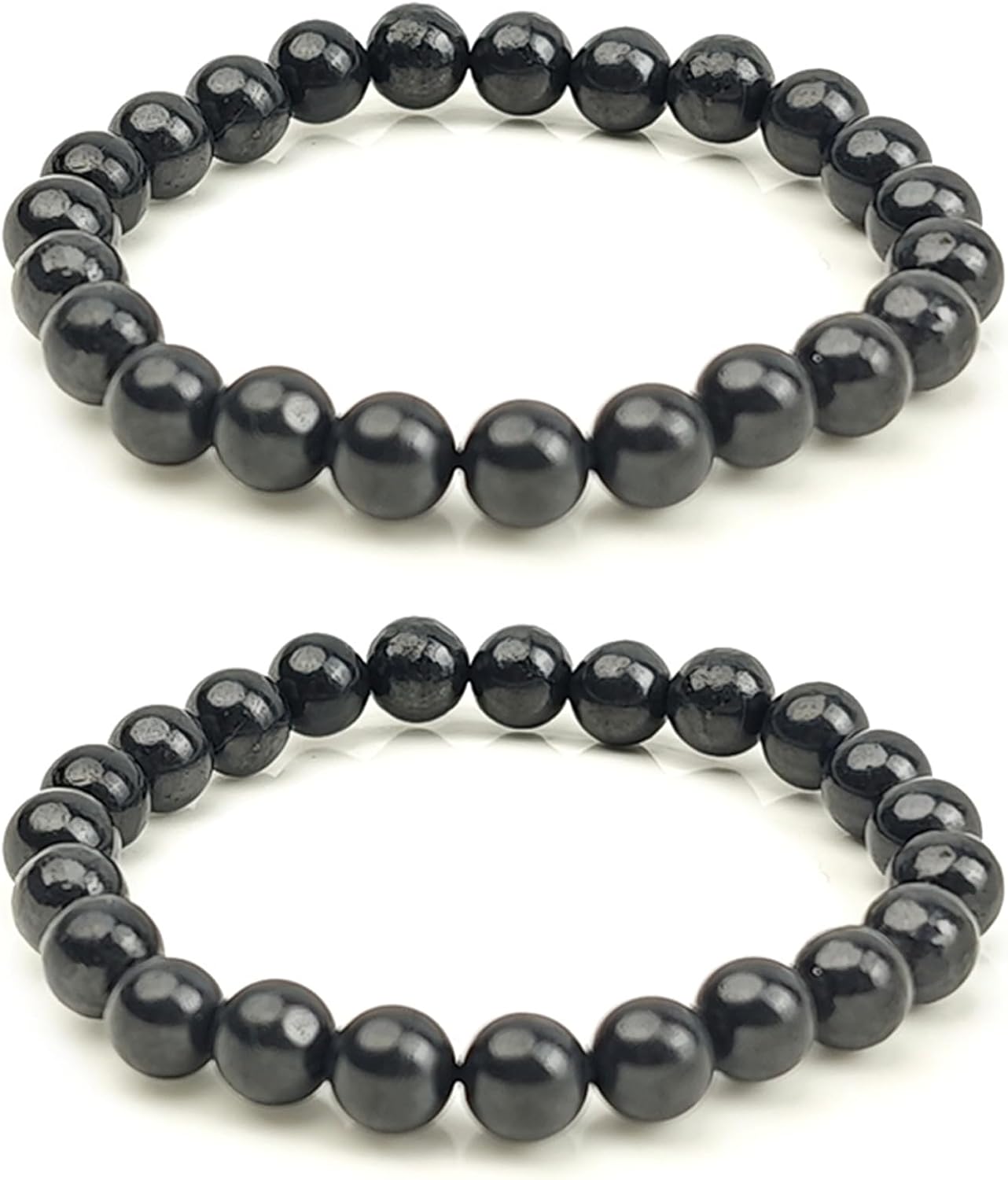 Shungite Bracelet - Natural Black Shungite Stone Beads, Healing Crystal Energy Protection, Handcrafted Jewelry
