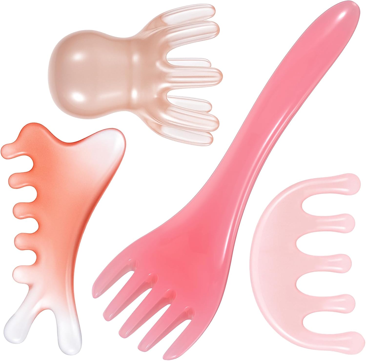 4 Pack Head Massager Scalp Comb Resin Scalp Stress Relax Tool Gua Sha Five Claw Massage Tool Portable Scalps Stress Relax Tools Manual Hair Scalps Massager for Father's Day Mother's Day Birthday Gifts