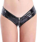 FEOYA Women's Black Latex Outfit Patent Leather Bottom Party Club Clubwear