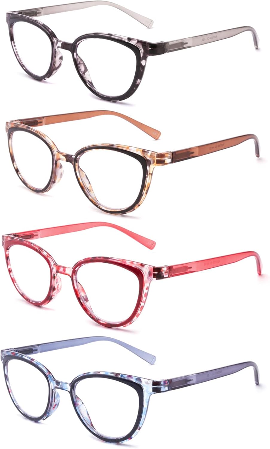IVNUOYI 4 Pack Reading Glasses Blue Light Blocking Fashion Ladies Readers with Spring Hinges,Anti Glare UV Eyestrain,Computer Eyeglasses for Women 1.0