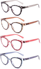 IVNUOYI 4 Pack Reading Glasses Blue Light Blocking Fashion Ladies Readers with Spring Hinges,Anti Glare UV Eyestrain,Computer Eyeglasses for Women 1.75