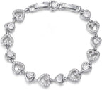 Tennis Bracelets for Women 14K Gold/White Gold Plated 5mm Round Heart Shape Cubic Zirconia Bracelets Trendy Dainty Rhinestone Bracelet Jewelry Gifts for Her Mom Wife