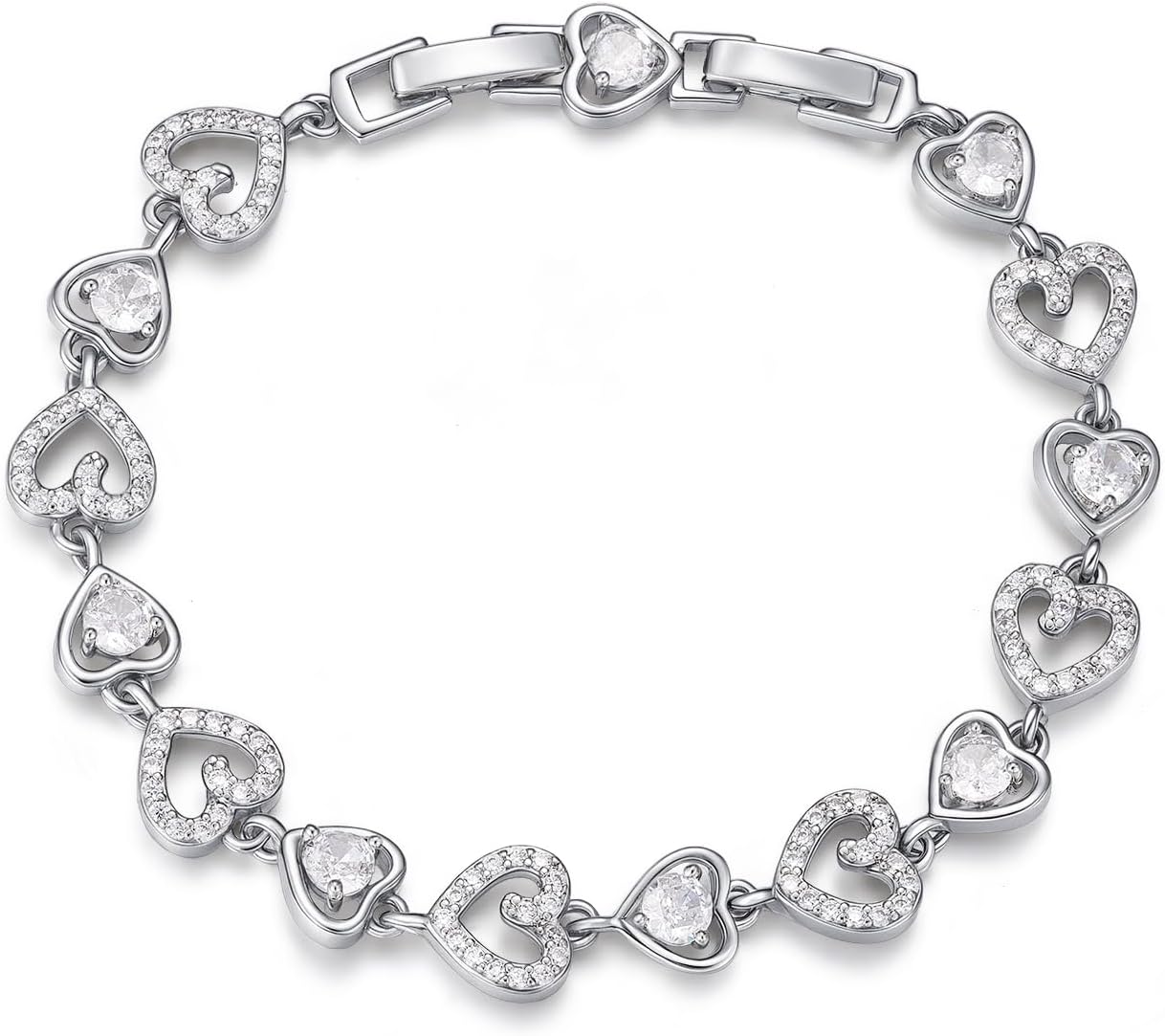 Tennis Bracelets for Women 14K Gold/White Gold Plated 5mm Round Heart Shape Cubic Zirconia Bracelets Trendy Dainty Rhinestone Bracelet Jewelry Gifts for Her Mom Wife