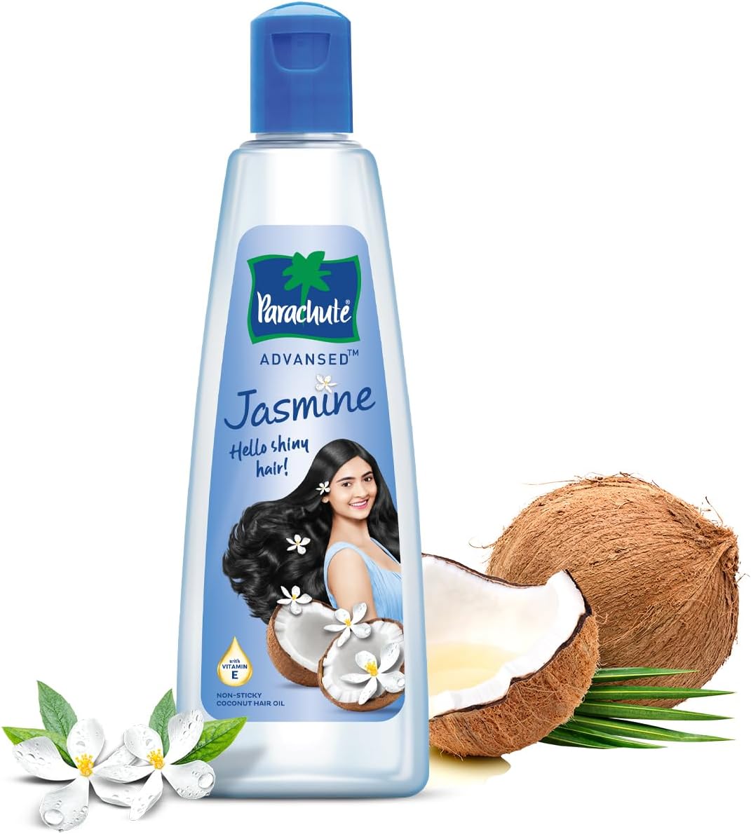 Parachute Advansed Jasmine Enriched Coconut Hair Oil with Vitamin-E | For Scalp Nourishment| Stronger, Softer, Silkier Hair | Indian Hair Oil | All Hair Types| 10.1 Fl.oz