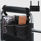 Wheelchair Side Bag, Wheelchair Bag Armres Waterproof Wheelchair Armrest Pouch with Reflective Stripe, Bag for Wheelchair Side Organizer Wheelchair Pouch Side Pocket for Walker Rollator Wheelchair