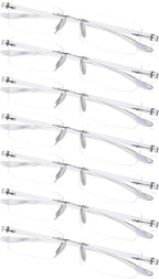 7-Pack Rimless Reading Glasses with Small Lenes (Transparent,+1.50)
