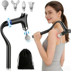 Deep Tissue Massage Gun for Women Men, 12-Speed Percussion Back Massager for Hard to Reach Shoulders & Mid Back, 8mm Stroke Muscle Massager with LCD Display & 4 Heads-Gifts, Dark Detachable