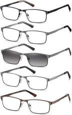 EYECEDAR 5 Pack Reading Glasses Men Ultra-thin Metal Frames Spring Hinges Readers for Men 1.75