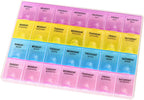 minkissy 7-Day Weekly Pill Organizer Box 28 Compartments Medication Organizer for Hospital/Home