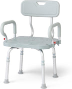Medline 360 Degree Swivel Bath Chair, Rotating Bathroom Shower Chair for Seniors, Adjustable Lightweight Bath Seat with Backrest for Inside Shower, 350 lb. Capacity,13.5" D x 21" W x 20.5" H, Gray
