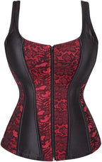 Corset Tops for Women Bustier Strap Zipper Gothic Vest Plus Size Black