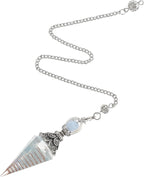 COMNICO Healing Crystal Pendulums, Aquamarine Spiritual Hexagonal Pointed Cone Resin Pendants with Chain, Divination Dowsing Tools Witchcraft Energy Balancing Accessories